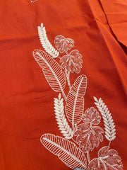 ORANGE WITH WHITE THREAD V NECK SHORT KURTHI (SU 702)