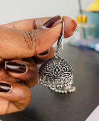 OXIDISED TEMPLE TALE JHUMKA EARRINGS (SJ 107)