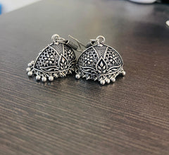 OXIDISED TEMPLE TALE JHUMKA EARRINGS (SJ 107)