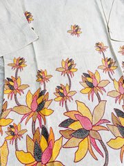 OFF WHITE WITH MULTI COLOUR FLORAL KHADI SHORT KURTHI (SU 705)