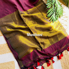ARIKA MAROON WITH COPPER COLOUR KHADI COTTON SAREE (SU 712)