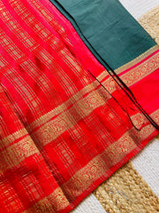 LAKSHMI GREEN WITH RED MYSORE SILK SAREE (SU 720)