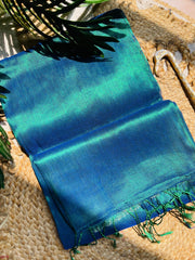 MAYURI PEACOCK GREEN PLAIN GLAZING TISSUE SAREE (SU 713)