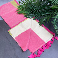 PINK AND WHITE DUAL SHADE MUL COTTON SAREE (SU 745)