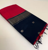 RED WITH BLACK MAHESWARI COTTON SAREE (SU 726)