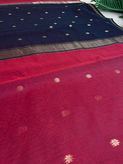 RED WITH BLACK MAHESWARI COTTON SAREE (SU 726)