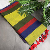SAPTA RANG MULTICOLOURED STRIPES KHADI COTTON SAREE (SU 753)