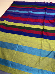 SAPTA RANG MULTICOLOURED STRIPES KHADI COTTON SAREE (SU 753)