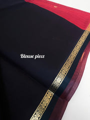 RED WITH BLACK MAHESWARI COTTON SAREE (SU 726)
