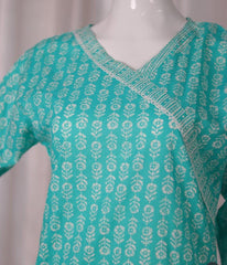 TURQUOISE AFFORDABLE KURTHA TOP & PANTS (SU 196)