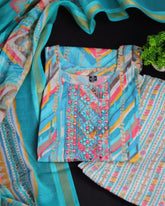 Sky blue Kurthi set with front mirror work (SU 210)