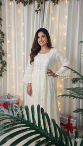 WHITE MIRROR WORK DRESS (SU 308)