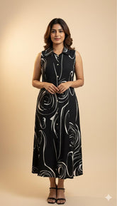MODERN ART BLACK LOOP DRESS- SU 605