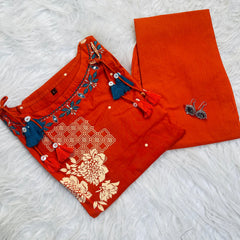 ORANGE WITH DOT PRINT CHARM CO ORD SET (SU 699)