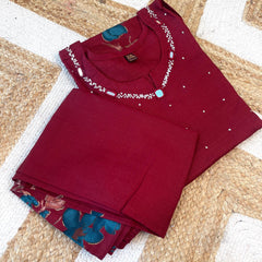 MAROON FLORAL GRACE KURTHI SET (SU 670)