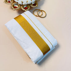 Ready To Wear Kerala Cotton Kasavu Saree with Small Kara Border SU 578