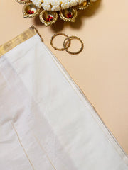 Ready To Wear Kerala Cotton Kasavu Saree with Small Kara Border SU 578