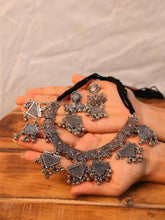 Oxidized Silver Tribal Necklace Set with Jhumka Earrings