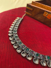 Oxidized Silver Peacock Necklace Set with Earrings