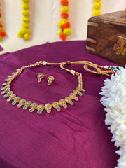 Traditional Necklace & Earring Set with Multi-Colored Stones