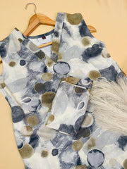 Ash V neck round print Co-ord set (SU 364)