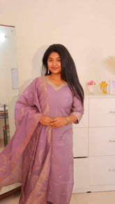 Lavender Roman silk Salwar suit (SU 345)