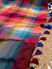 MISHRA🌺✨MULTICOLOURED STRIPES MUL COTTON SAREE (SU 769)