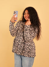 Black Mira Full Sleeve Short Kurti(SU 707)