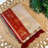 YAMINI🌼TISSUE SILK WITH DARK RED BORDER SAREE (SU 762)