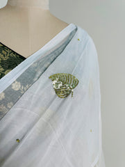 AHALYA🌼✨LEAF GOLD SEQUENCE EMBELLISHED WHITE SAREE (SU 807)