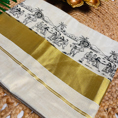 KERALA FOLK ART✨🌼 TISSUE KASVU SAREE(SU 789)
