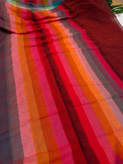 MISHRA🌺✨MULTICOLOURED STRIPES MUL COTTON SAREE (SU 769)