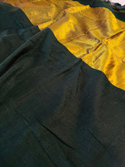 THARIKA🌿DARK GREEN WITH GOLDEN KHADI COTTON SAREE✨(SU 772)