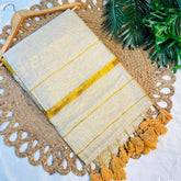 SUWARNA✨🌼 GOLDEN STRIPES WITH TASSELS TISSUE SILK SAREE (SU 770)