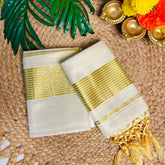 READY TO WEAR✨ GOLDEN STRIPES SET MUND WITH TASSELS (SU 781)