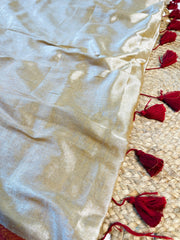 YAMINI🌼TISSUE SILK WITH DARK RED BORDER SAREE (SU 762)