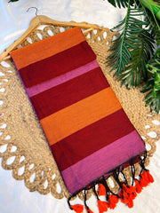 VARNA🌸🌼MULTICOLORED KHADI COTTON SAREE WITH BLOUSE (SU 763)