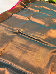 COPPER GLAZE🌸📀 WITH ROSE TISSUE SILK SAREE