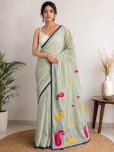 JEWEL💚✨OLIVE WITH MULTICOLOURED PAISLEY DESIGN COTTON SAREE (SU 841)