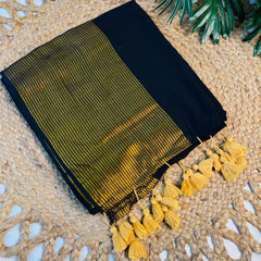 SHYAMA🖤✨BLACK MUL COTTON SAREE (SU 761)