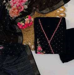 Black floral embroidery salwar suit