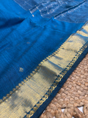 NILA🦋✨ROYAL BLUE WITH GOLDEN BORDER COTTON SAREE (SU 839)