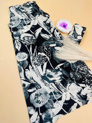 Black & White Abstract Floral Printed Co-ord Set - SU 414