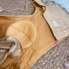 CHAMPAGNE GOLD BROCADE SILK READYMADE BLOUSE (SU 885)