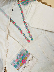 Off white Hakoba Salwar Suit With floral Work - Elegant Salwar