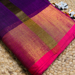 INDHU💜✨ORCHID PURPLE WITH RANI PINK & GOLD ZARI BORDER SILK COTTON SAREE (SU 803)