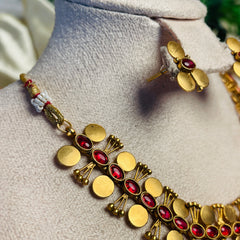 RUBY COIN BLOOM CHOKER WITH EARRINGS (SJ 189)