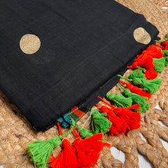 NOIR DOTS🖤BLACK MUL COTTON SAREE (SU 868)