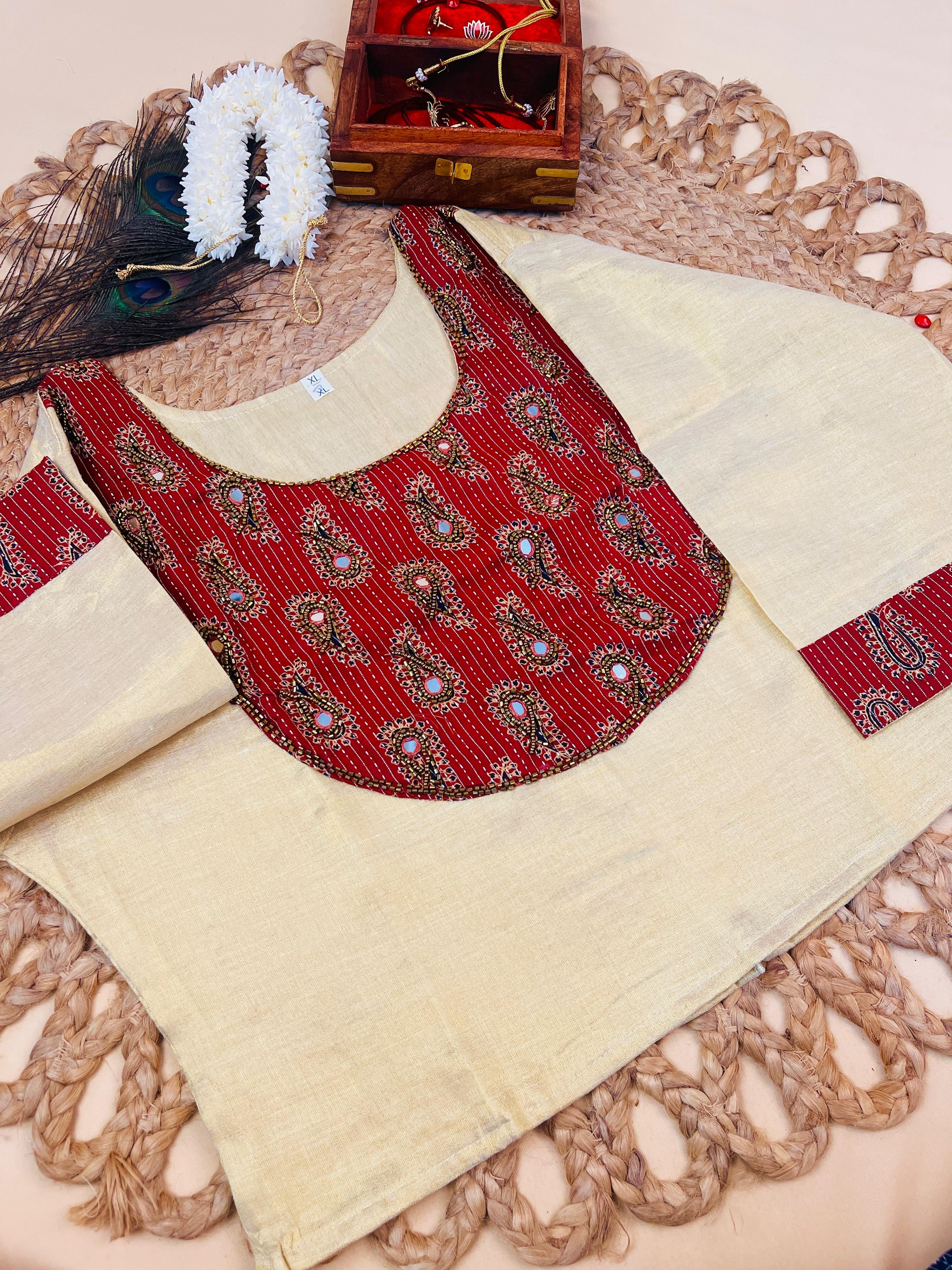 Ajrak Skirt & Top - Festive Wear