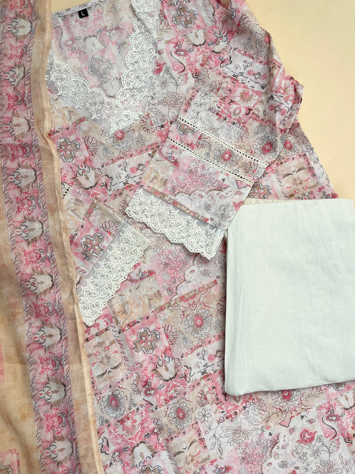 Elegant Pink & Cream Salwar Suit - SU 80